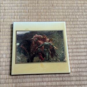 Vintage Art Print on Cream Tile. “The beautiful lady without mercy”.